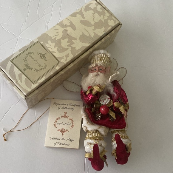 Mark Roberts English Muffin Fairy Orn Red and Gold Holiday Ornament - Picture 7 of 8